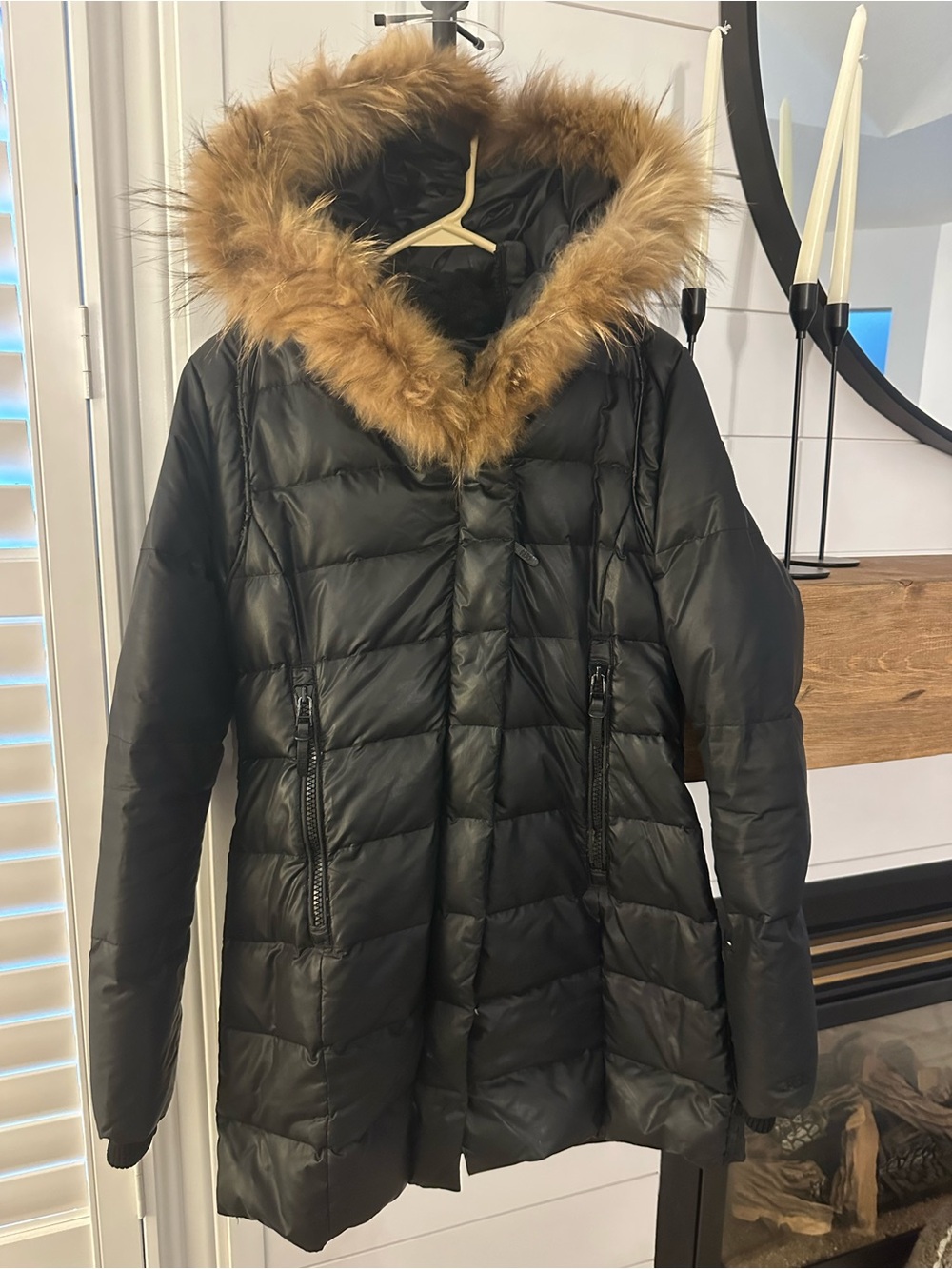 RUDSAK Black Puffer Coat with Faux-Fur Trimmed Hood